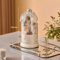 Decorative white Ezebesta makeup brush holder with clear lid and cute ribbon for vanity