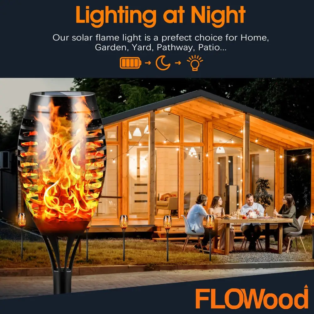 Flowood Solar Lights Outdoor featuring dancing flame design for garden and patio use