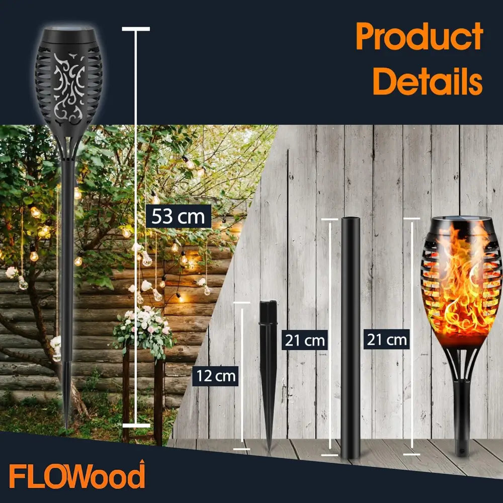 Flowood Solar Lights Outdoor feature dancing flame effect for garden and patio lighting