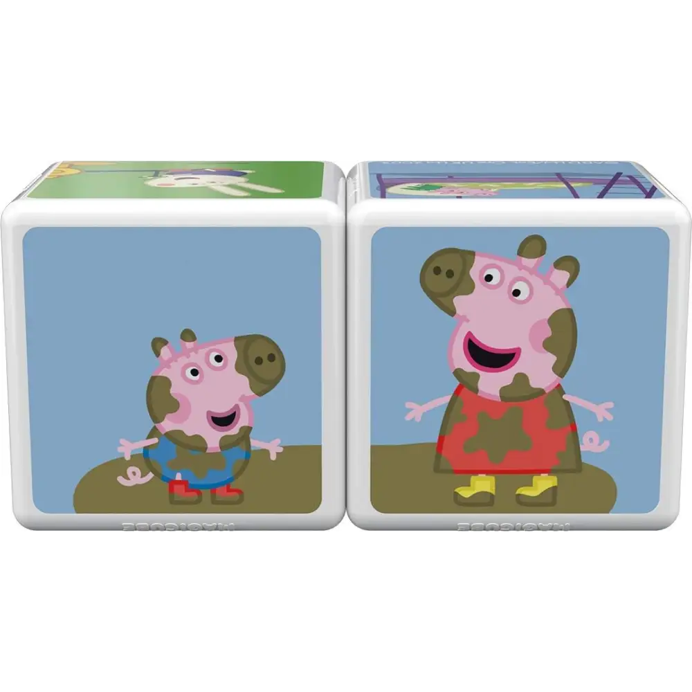 Two Peppa Pig themed magnetic building cubes from Geomag Magicube Peppa Pig Travel set