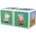 Two Peppa Pig-themed building blocks in a Geomag Magicube Peppa Pig Travel set