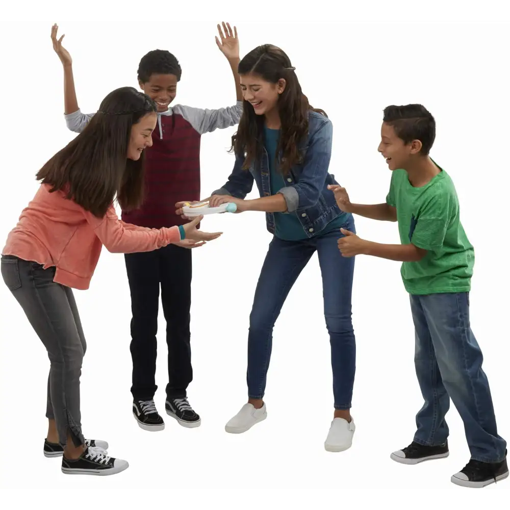 Group of children enjoying Hasbro Gaming Bop, an electronic game for classic dexterity games