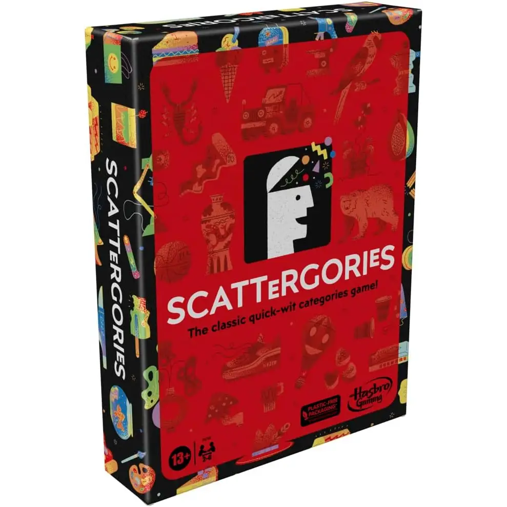 Scattergories board game box with Hasbro Gaming Bop It! electronic game unit