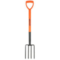 Orange-handled Heavy Duty Garden Border Digging Fork made of Carbon Steel for easy digging