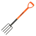 Orange-handled Heavy Duty Garden Border Digging Fork for efficient soil cultivation