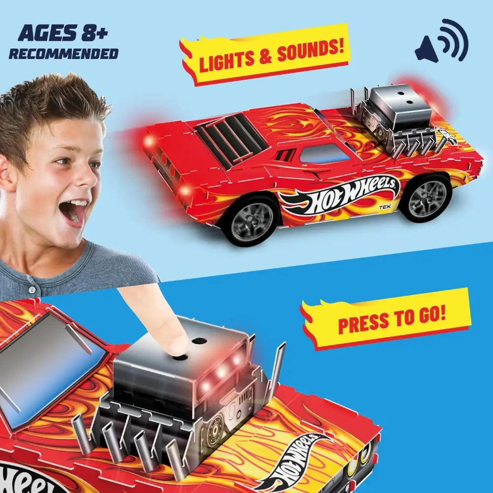 Hot Wheels by Bladez Toyz Make Your Own Motorised Racer Car - STEM Activity with Electric Motor & LED Lights Maker Kitz