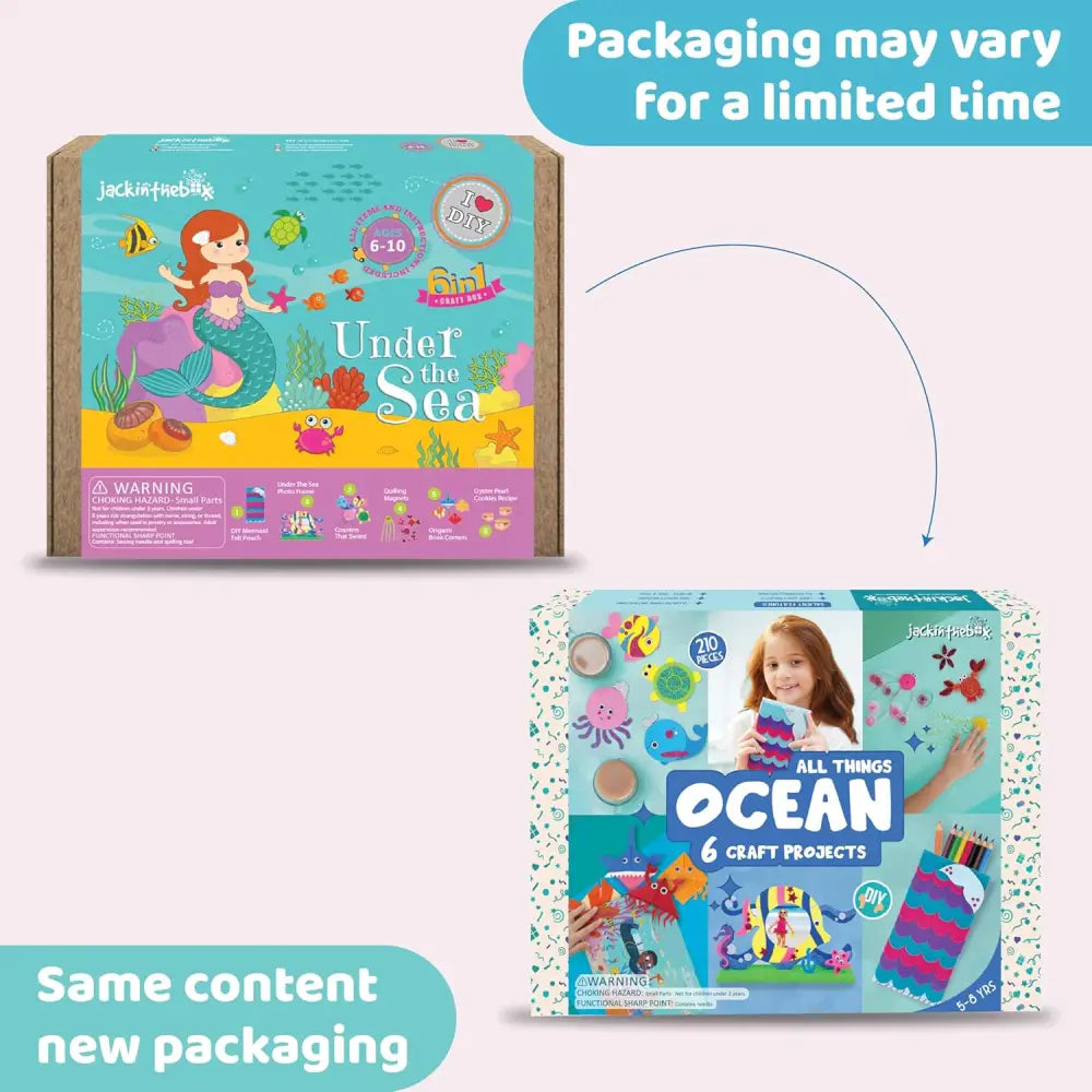 Two ocean-themed craft kits featuring Beautiful Felt Mermaid and Felt Mermaid Sewing