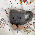 Gray Jelly Cat Plush Fun Coffee Cup toy with a smiling face for cute decor