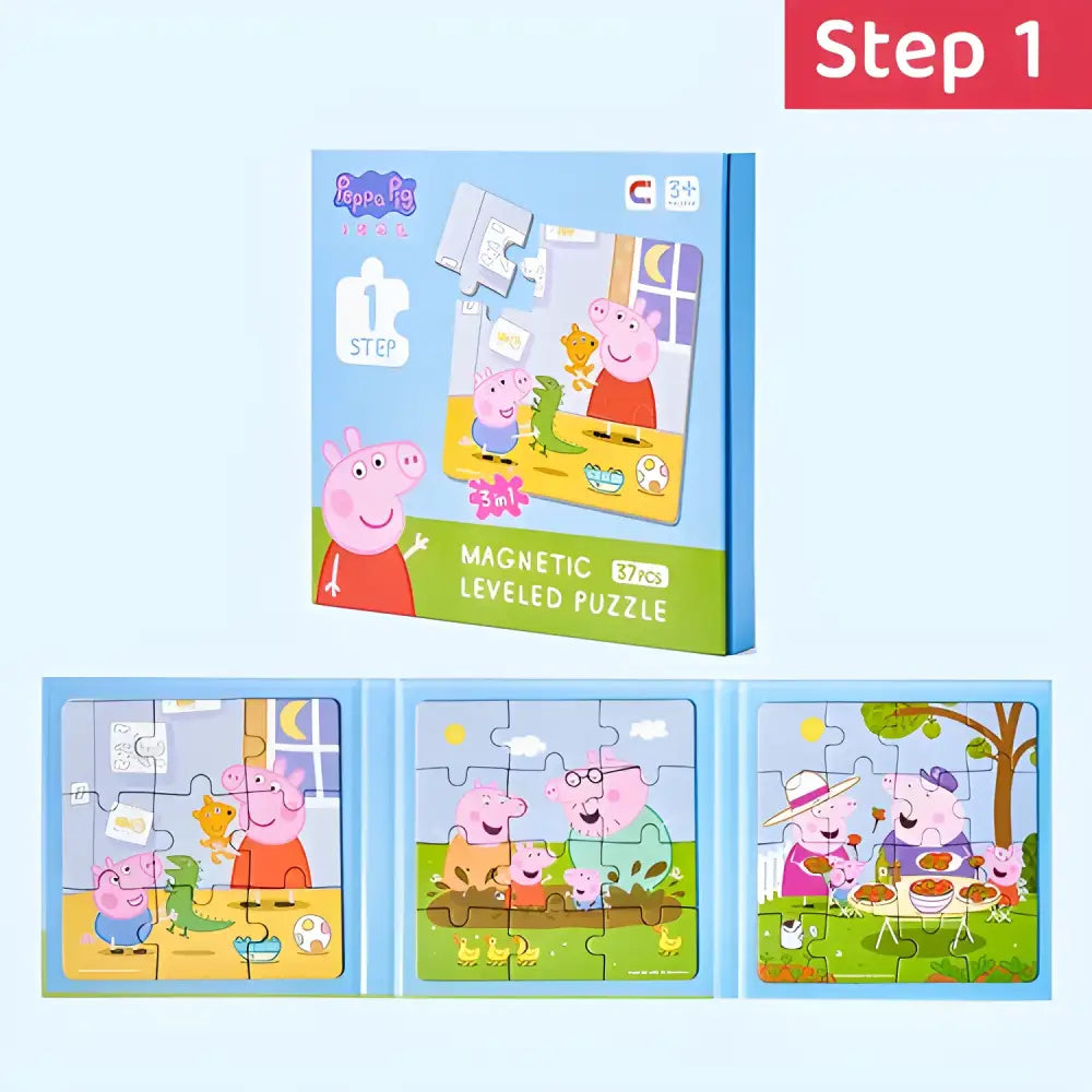 Kawaii Peppa Pig Magnetic Puzzle Children Cute Cartoon Anime Baby - Step-1 - Other