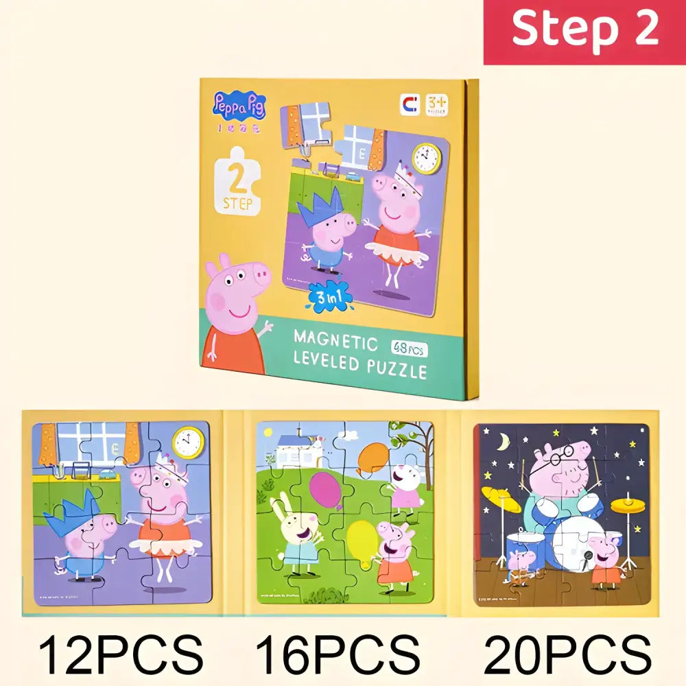 Kawaii Peppa Pig Magnetic Puzzle Children Cute Cartoon Anime Baby - Step-2 - Other