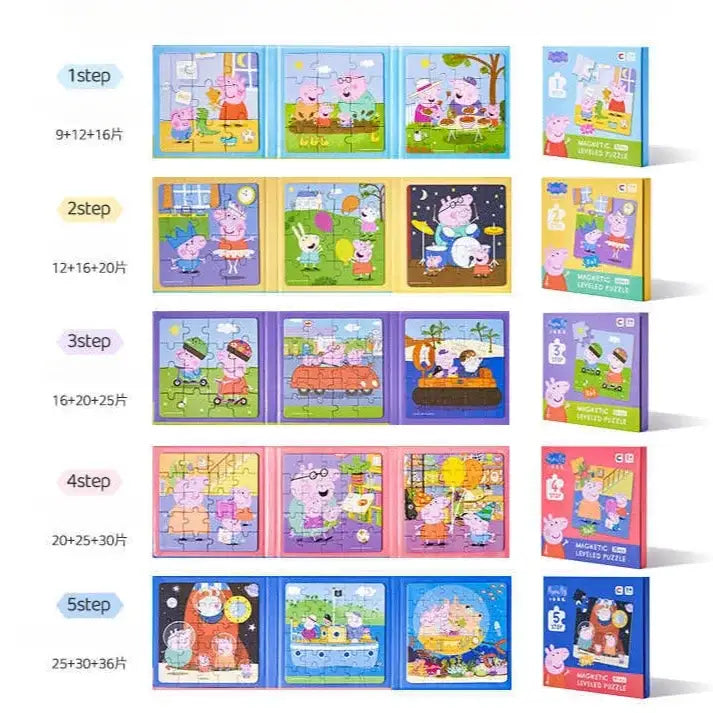 Kawaii Peppa Pig Magnetic Puzzle Children Cute Cartoon Anime Baby - Other