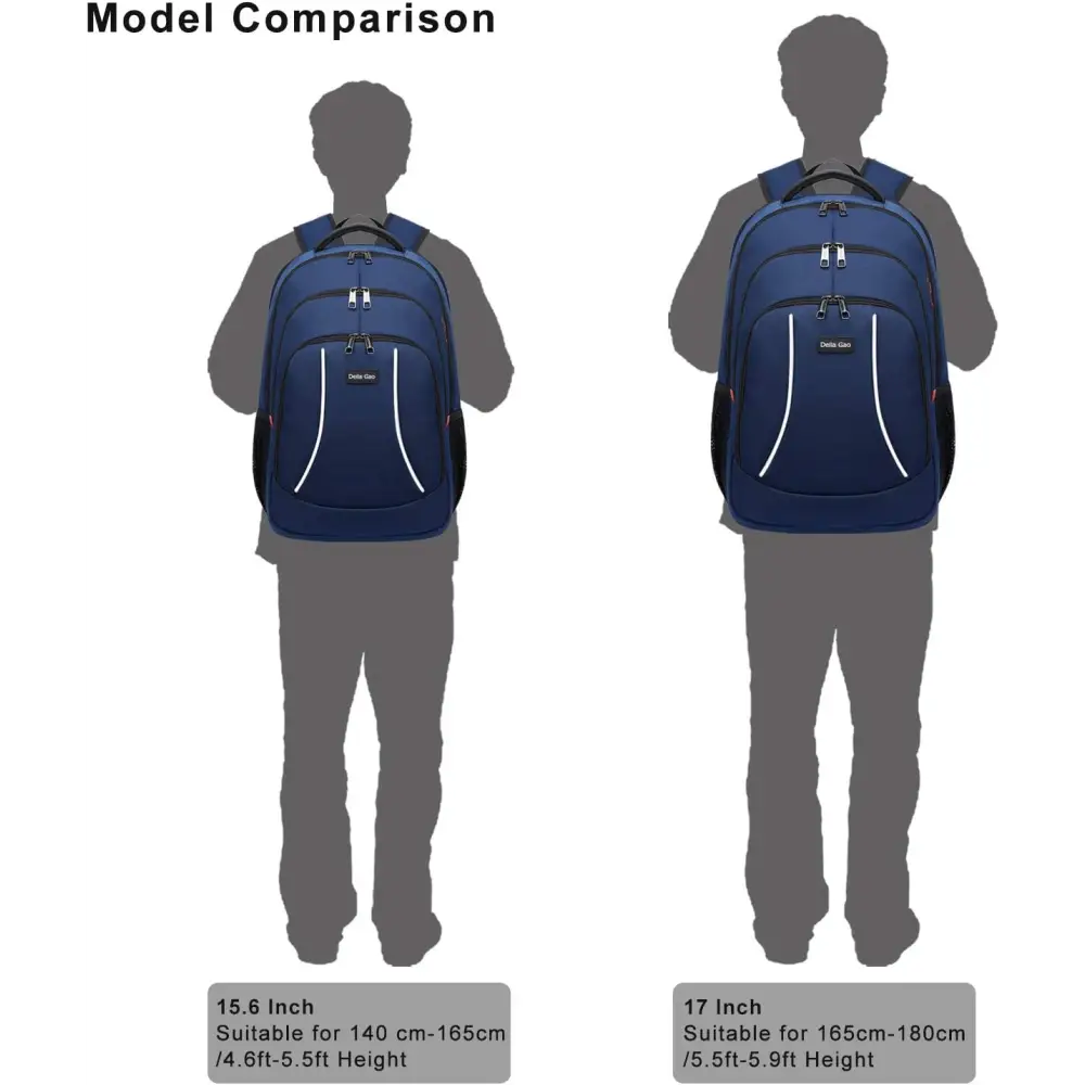 Backpack size comparison for Laptop Backpack Mens lightweight school backpack in blue