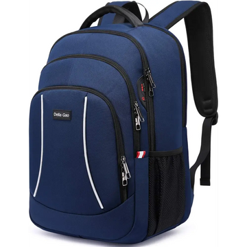 Blue laptop backpack mens with multiple compartments, perfect for school and travel