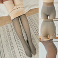 Fleece lined tights for women, featuring fake translucent high waisted design for warmth