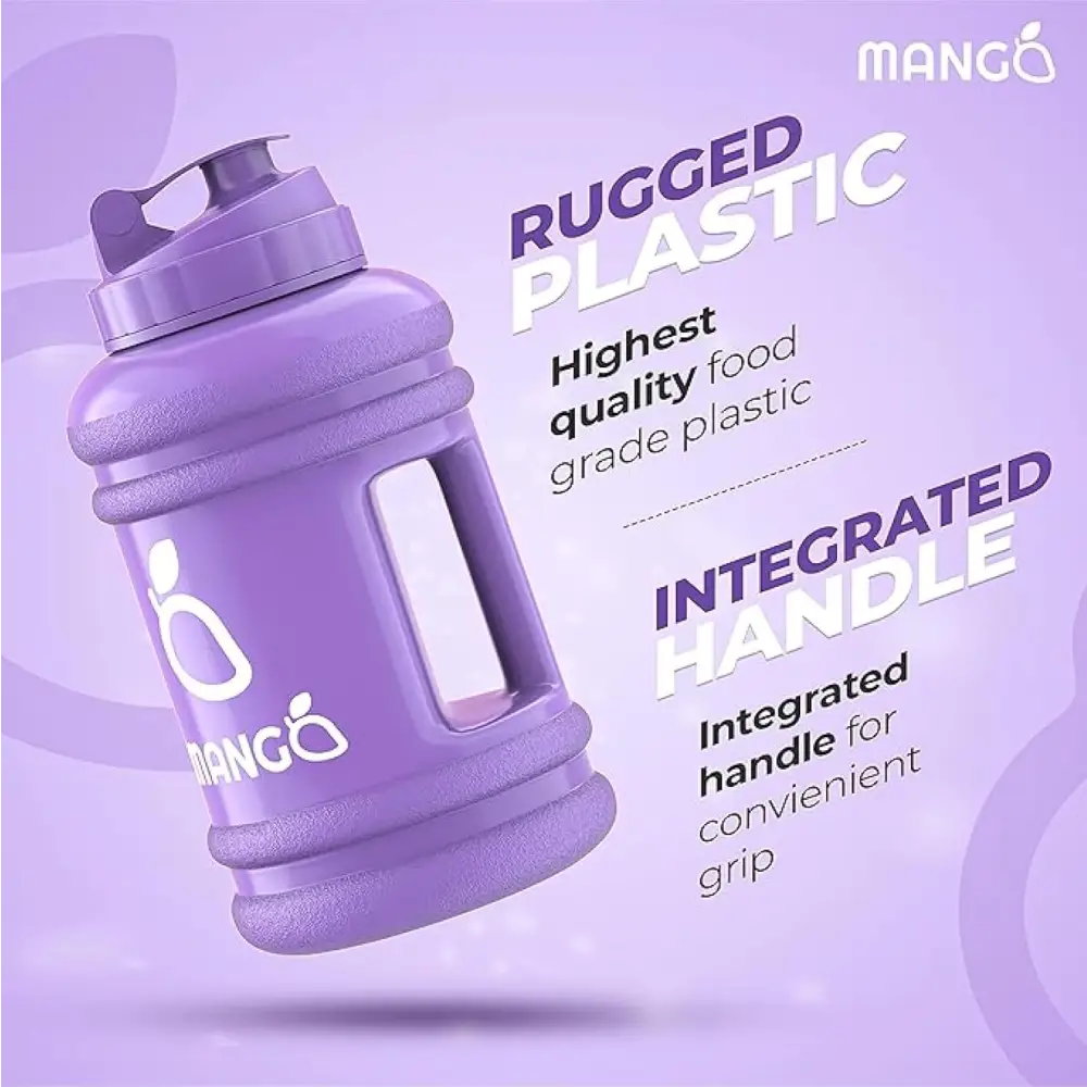 MANGO 2.2L Water Bottle With Straw and Time markings - BPA Free Xl Jug - Extra Large Durable Sports Bottles With Flip