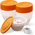 Plastic takeaway containers with orange lids from Melvoker for food storage and prep