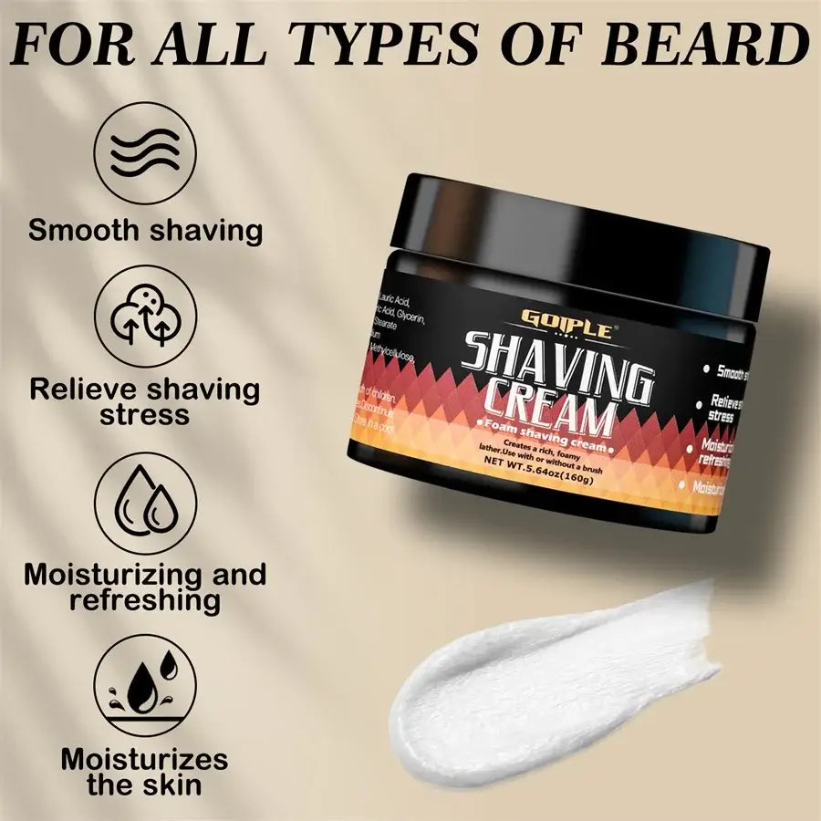 Men Shaving Cream Natural Formula Smooth Moisture Shave Cream Gentle Non-irritating Beard Shave Foam Product for Types