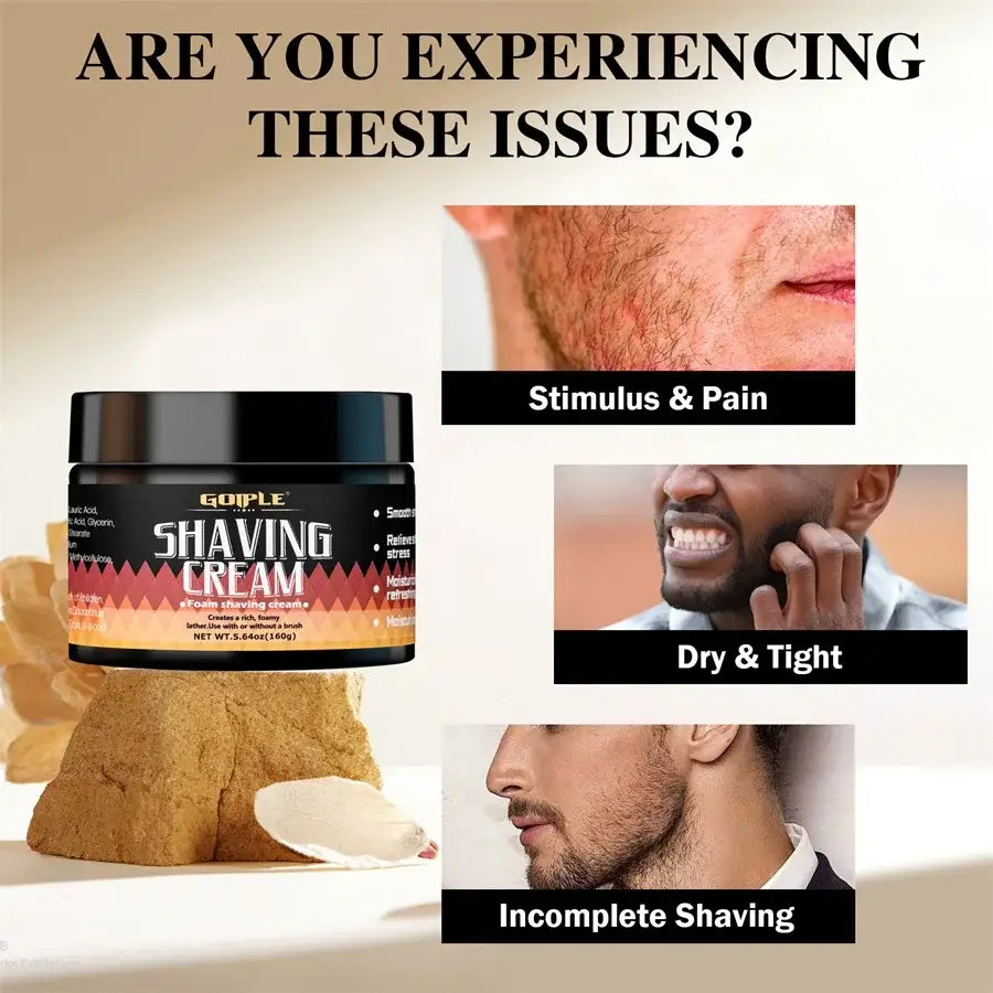 Men Shaving Cream Natural Formula Smooth Moisture Shave Cream Gentle Non-irritating Beard Shave Foam Product for Types
