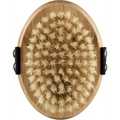 Oval wooden brush with bristles for gentle grooming using Mikki Bamboo Moulting Massage