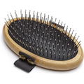 Oval Mikki Bamboo Moulting Massage Palm Brush with metal bristles for gentle grooming