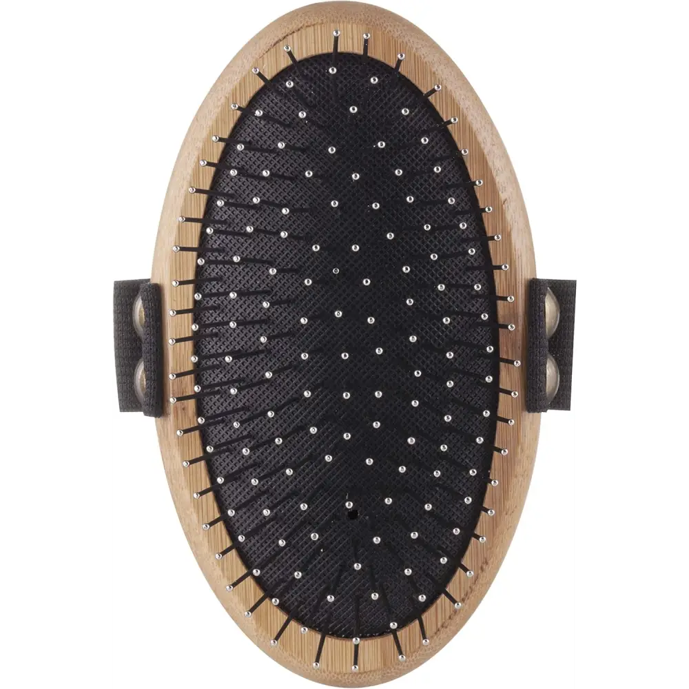 Oval wooden pet brush with metal bristles, Mikki Bamboo Moulting Massage Palm Brush