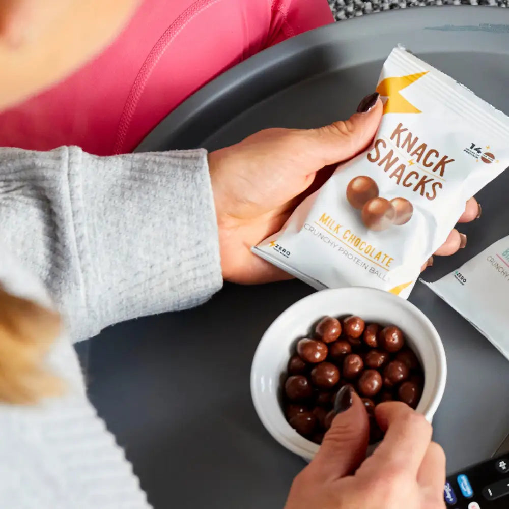 Bag of Milk Chocolate Crunchy Protein Balls, a tasty snack with zero food waste