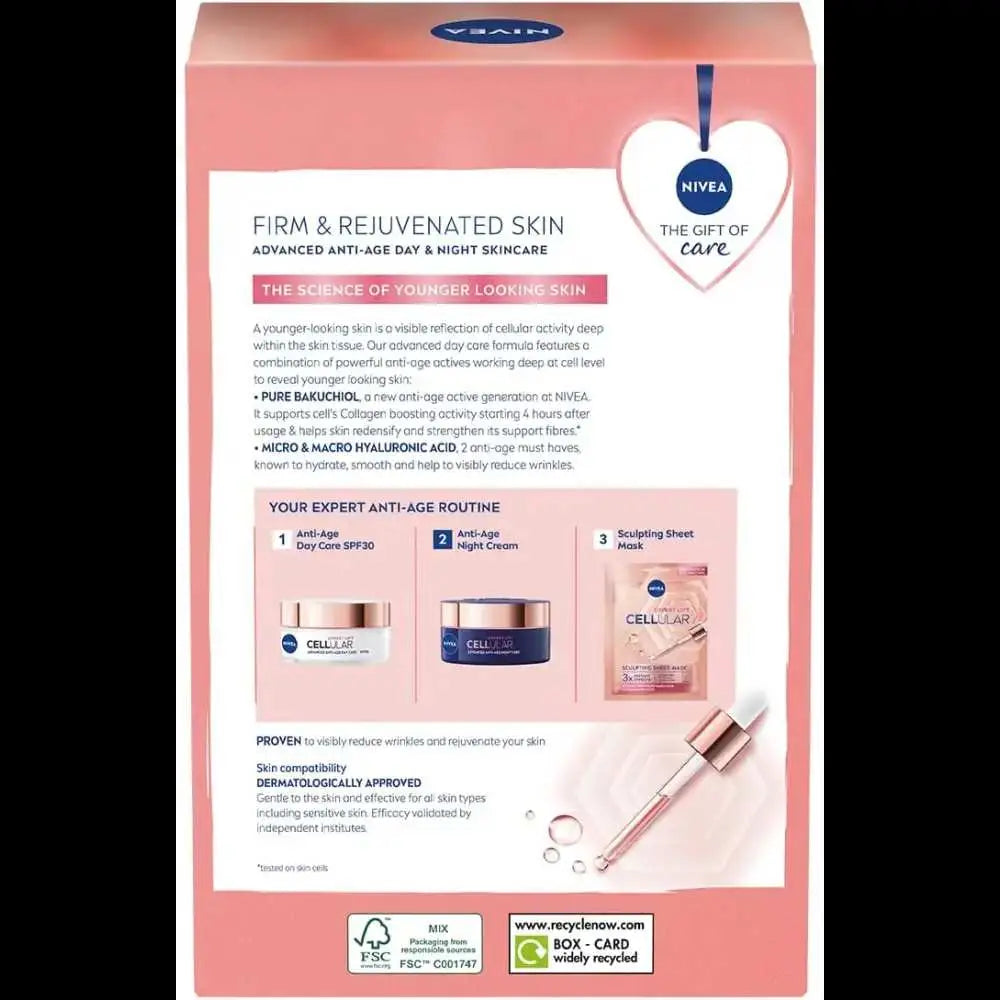 NIVEA Firm and Rejuvenated Gift Set NIVEA Gift Set Includes Bakuchiol-Enriched Cellular Expert Lift Day Cream Night