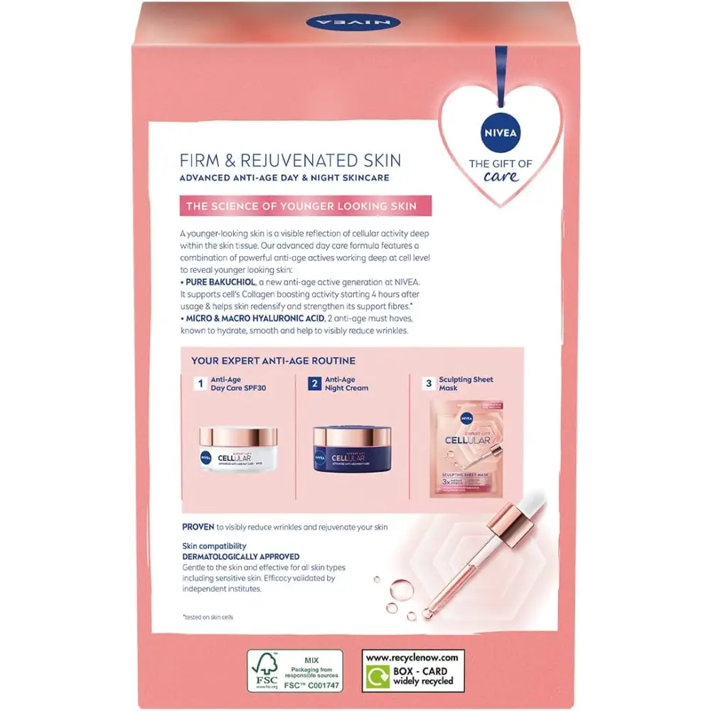 NIVEA Firm and Rejuvenated Gift Set NIVEA Gift Set Includes Bakuchiol-Enriched Cellular Expert Lift Day Cream Night