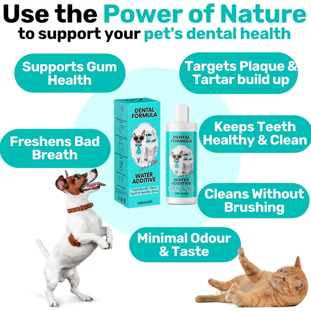 NutriPaw Dental Formula Water Additive For Dogs & Cats - Clean Teeth Healthy Gums & Fresh Breath - Manage Plaque &