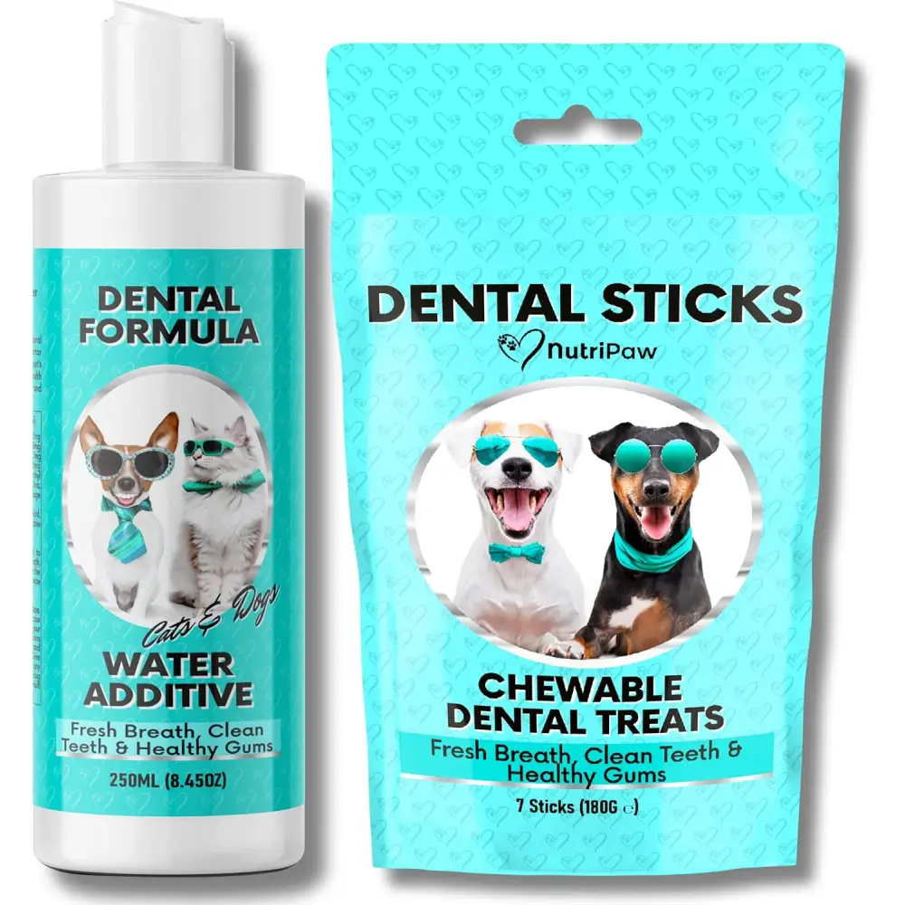 NutriPaw Dental Formula Water Additive For Dogs & Cats - Clean Teeth Healthy Gums & Fresh Breath - Manage Plaque &