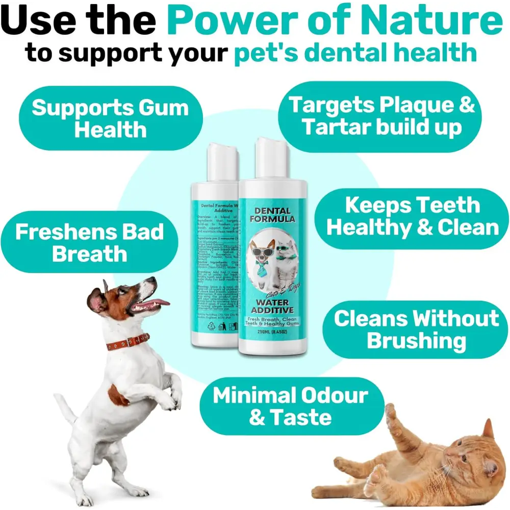 NutriPaw Dental Formula Water Additive For Dogs & Cats - Clean Teeth Healthy Gums & Fresh Breath - Manage Plaque &