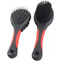 Two black and red double sided pet brushes for grooming dogs, cats, and puppies
