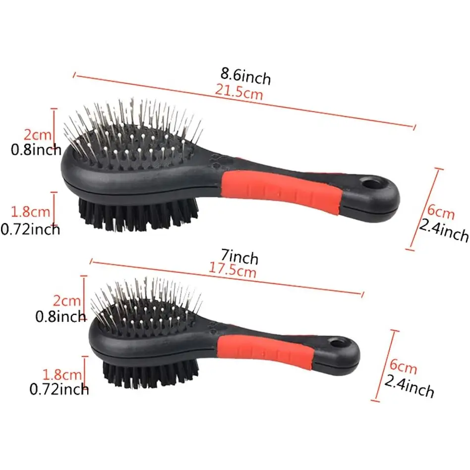 Double sided pet brush for dogs, cats, and puppies with grooming tool dimensions