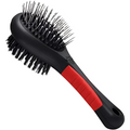 Dual-sided pet grooming brush for dogs, cats, and puppies, perfect for removing pet hair