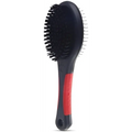 Black and red double sided pet brush for dogs, cats, and puppy grooming needs