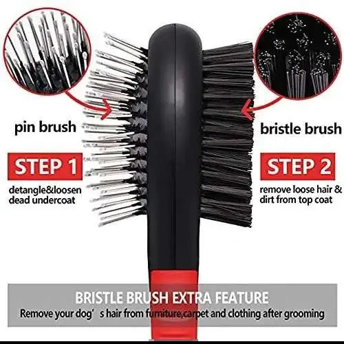 Double sided pet brush for dogs, cats, and puppies - Pet Hair Double Sided Grooming Tool
