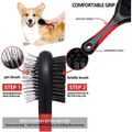 Double sided pet brush for dogs, cats, and puppies in vibrant orange color