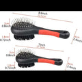 Two-sided pet grooming brush dimensions for dogs, cats, and puppies in orange color