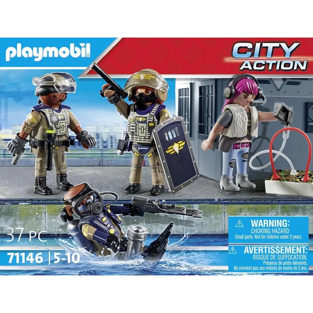 Playmobil 71146 City Action Tactical Police Team playset with SWAT divers and villain