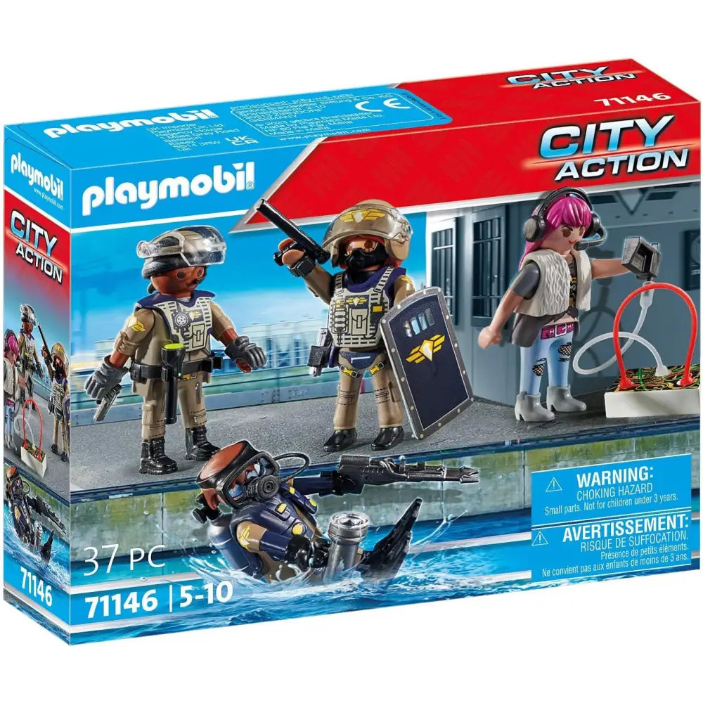 Playmobil 71146 City Action Tactical Police Team set with SWAT divers and villain