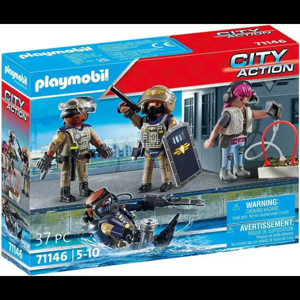 Playmobil 71146 City Action Tactical Police Team set with SWAT divers and villain