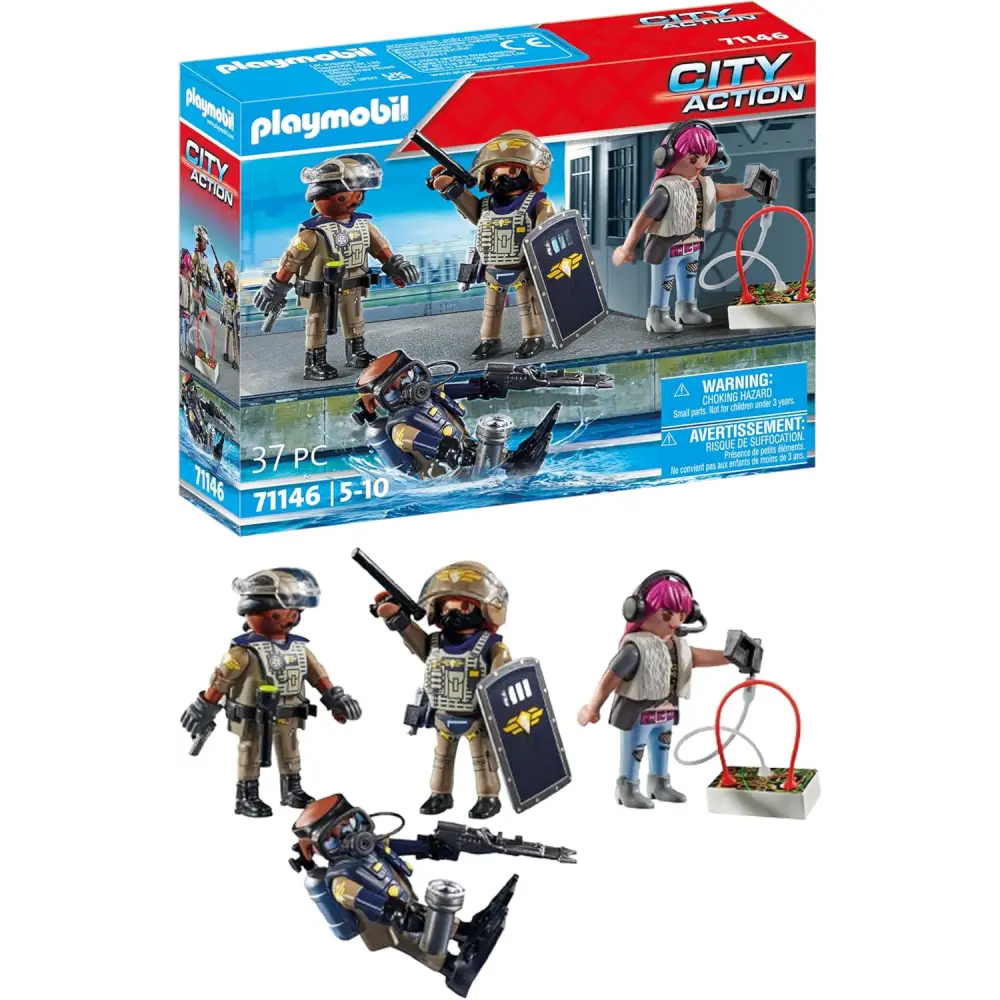 Playmobil 71146 City Action Tactical Police Team set with SWAT divers and villain