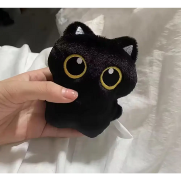 Plush Cat Pendant Toy 10 cm Black Cuddly Stuffed Animal for Birthday Gifts