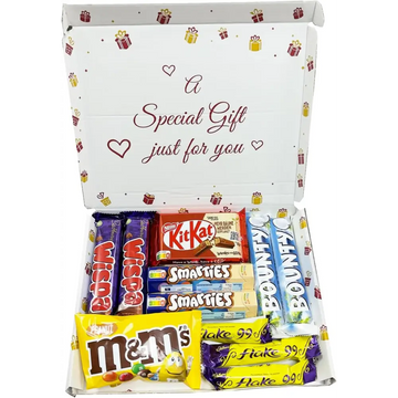 Box of assorted chocolate bars in a Premium Chocolate Gift Box 12-piece assortment