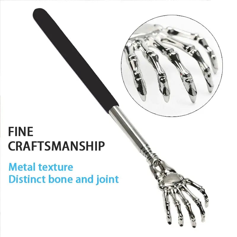 Extendable Back Scratcher Stainless Steel Long Handle with Skeleton Hand for Body Scratching