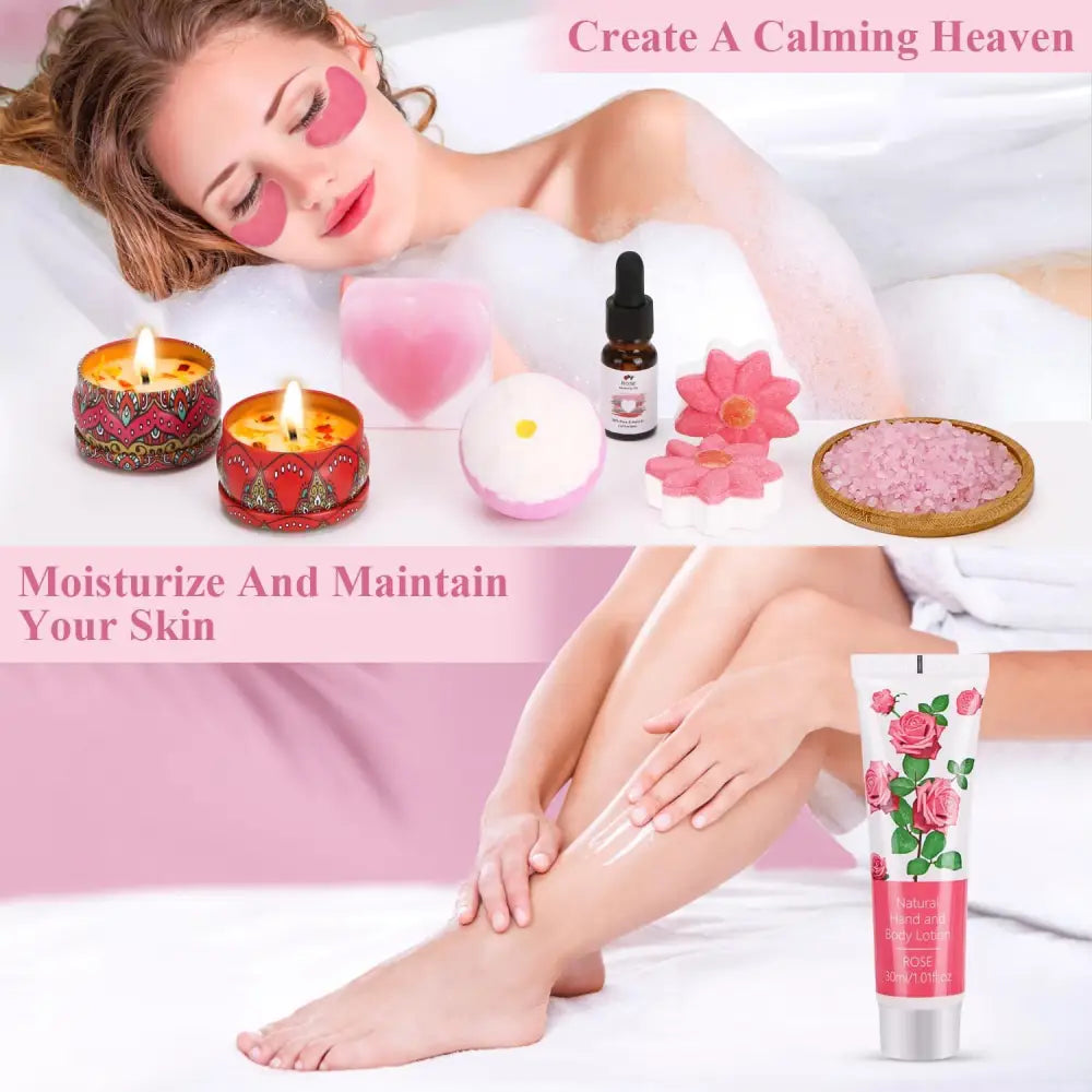 Rose&Jasmine Pamper Gifts for Women Unique Self Care package for Her Relaxation Spa Sets for Women Gift Birthday Hamper