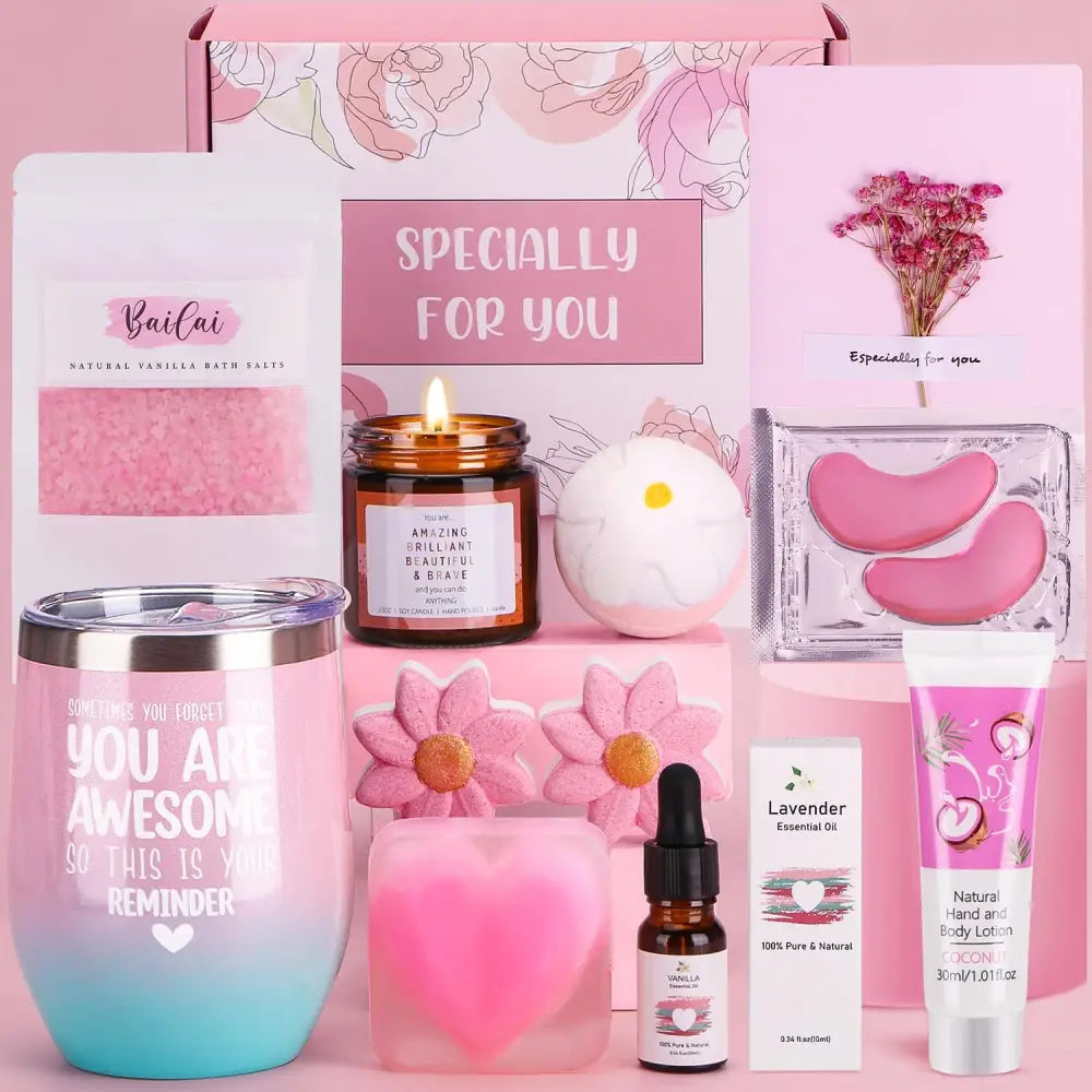 Rose&Jasmine Pamper Gifts for Women Unique Self Care package for Her Relaxation Spa Sets for Women Gift Birthday Hamper