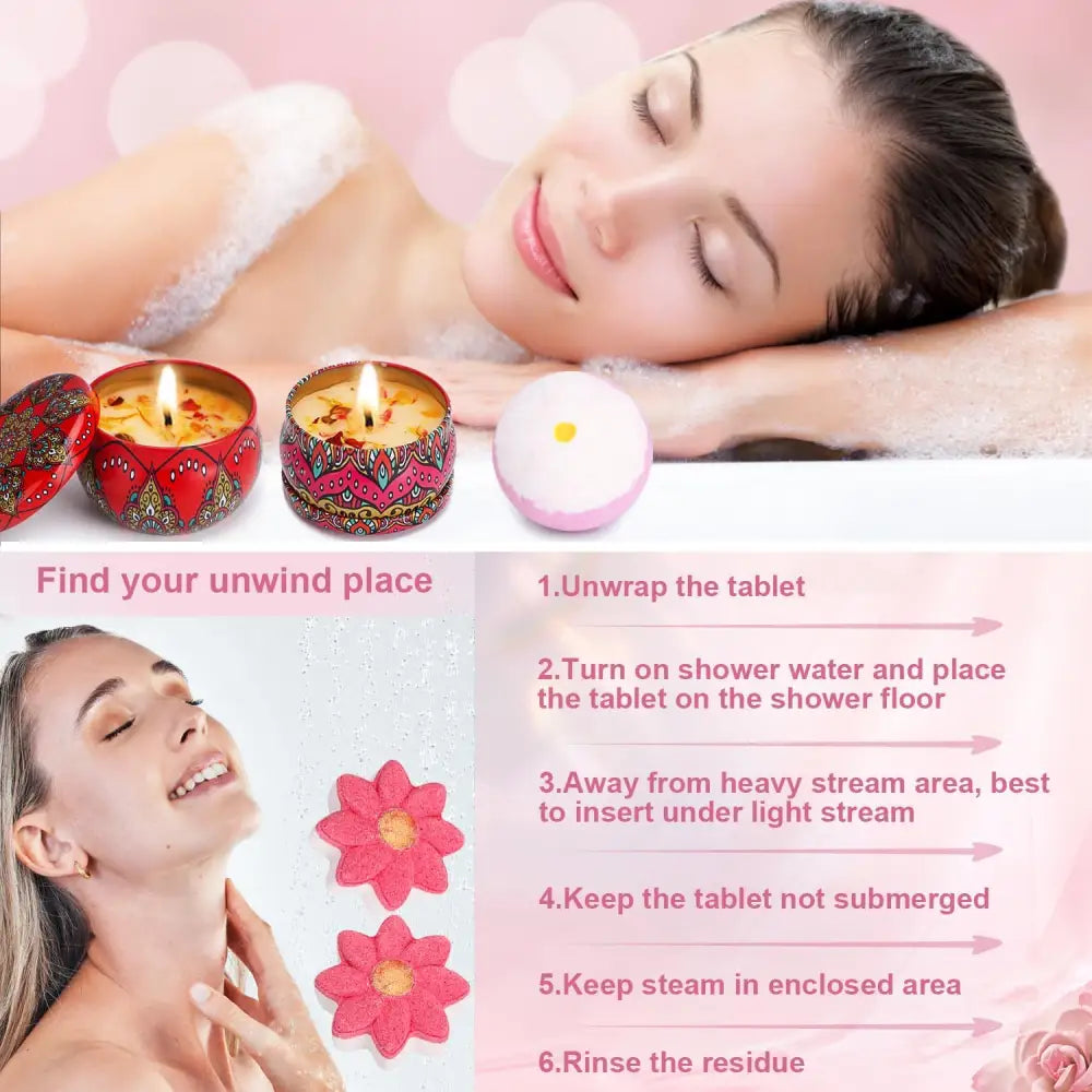 Rose&Jasmine Pamper Gifts for Women Unique Self Care package for Her Relaxation Spa Sets for Women Gift Birthday Hamper