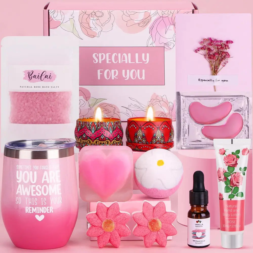 Rose&Jasmine Pamper Gifts for Women Unique Self Care package for Her Relaxation Spa Sets for Women Gift Birthday Hamper