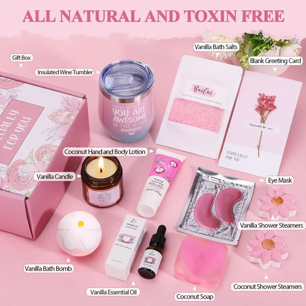 Rose&Jasmine Pamper Gifts for Women Unique Self Care package for Her Relaxation Spa Sets for Women Gift Birthday Hamper